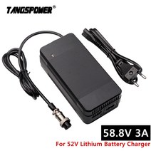 전동킥보드충전기 58.8v 3a 배터리 충전기 kugoo g1 충전기 14s 52v 리튬 이온 배터리 전기 자전거 충전기 커넥터 포함 3p gx16 고속 충전 호환, 우리를