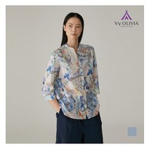 올리비아로렌 프린트 Y넥 블라우스 VVCNLXM5361