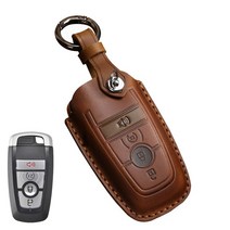 자동차 키케이스가죽 자동차 키 케이스 커버 체인 홀더 Fob 수호자 포드 Mondeo 링컨 비행가 네비게이터 F1, 07 4 Button Speak Brown