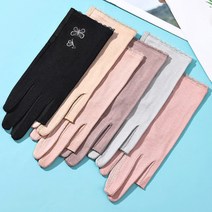 SINPAID 여성 장갑 봄 여름 운전 등산 손가락 터치 반장갑 여자 자전거 패션 레이스, 블랙