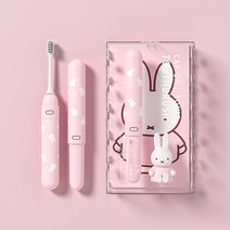 미피 miffy 귀여운 토끼 전동칫솔 가정용 여행용 +칫솔모 5개 포함, 핑크