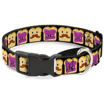 Buckle-Down 콧수염 & 젤리 마틴게일 강아지 목걸이가 있는 땅콩 버터 2.5cm 너비 27.9-43.2cm 목둘레-미디엄
