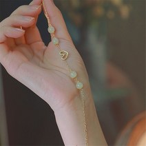 옥팔찌 명품팔찌 생일선물 French girl heart natural hetian jade 팔찌 love sweet ins niche design 사랑스러운 여자 친구 선물