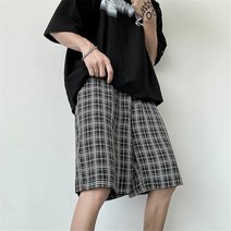 힙합 반바지 체크 일본 와이드 홍대 하라주쿠 빈티지 보드