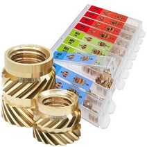 EEEEE M2 M2.5 M3 M4 M5 M6 (314개) 플라스틱 열 세트 인서트 널링 너트 인서트 스레드 황동 인서트 모음 키트 3D 프린팅 사출 성형 프레스 스레드 너트용