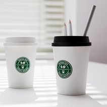 귀여운 특이한 연필 꽂이 커피컵 펜 원통 스탠드 유아 초등 학생 중학생 사무실, 화이트