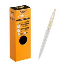 빅(Bic) 볼펜 클릭 골드 0.5 유성 블랙 매끄러운 화이트 축 12개 CFCGWHI05BLKJ