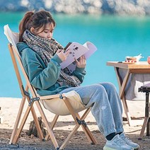 캠핑체어 원목 캠핑용 폴딩 체어 접이식 미니 백패킹 차박 릴렉스 감성 캠핑 등받이 의자 우드체어 캠핑체어, 블랙