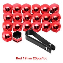 자동차 휠 너트 20Pcs 17mm/19mm 자동차 휠 너트 캡 아우디 a6 b7 시트로엥 스코다 옥타비아 테슬라 모델 S, 10 19mm Red