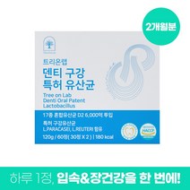 덴티 구강 특허 유산균 잇몸 입냄새 구취 제거 자일리톨 함유 120g 2개월분, 1박스, 60정