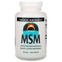 Source Naturals Methylsulfonylmethane 소스 네츄럴스 MSM 식이유황 750 mg 240 정 2 팩