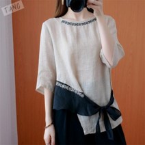 여름신상 여성 린넨 반팔티 블라우스 셔츠 빅사이즈