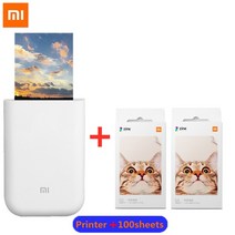 Xiaomi-오리지널 포토 용지 프린터 2x3 인쇄 용지 ZINK 용지 포켓 폰 미니 사진 인쇄에 연결 간단한 사용, Printer and 100PCS