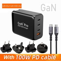 무소음발전기 소형 캠핑 tquq 4 포트 200w usb c 벽 충전기 macbook, eu 플러그 ac 코드로, 미국 eu 영국 ks au 케이블