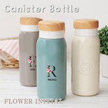 일본 【ho-on】이니셜을 넣어드리는 보온 보냉병 물병 400ml 디자인 마호병 센스있는 선물, 애쉬 그린, B, 이름 입력 (입력이나 상품요청란에 기입)