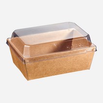 서비스팩용기 SL-P13-4 종이/PET 용기+뚜껑 50세트 450ml [샐러드 샌드위치 베이커리 델리 직사각(소) 포장용기 배달용기 등], SL-P13-4(크라프트)