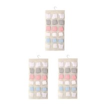 다용도 양면 포켓 속옷 정리걸이 주머니 행거 수납 3set 줍줍스티커 4P, 속옷걸이 3P (아이보리)