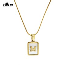 뚜루뚜루 여성 써지컬 스틸 18K 골드 천연 자개 이니셜 목걸이P00204 영문 영어 26자모 패션 목걸이 이름 선물 기념 우정 개성