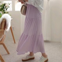 여자 캉캉치마 민무늬 살랑 페미닌 롱스커트