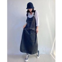 청 카고 멜빵 원피스