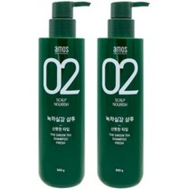 샴푸 녹차실감 아모스 두피 약산성 산뜻한 타입 지성 모발용 500g 2개