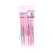 CHENLIN 6PCS/Sets Markers Double Diagonal Headed Fluorescent Pens Students Learn Key Marking Station, 01 6PCS