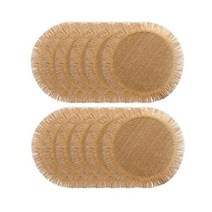 FunWheat 종이 원형 플레이스 매트 12개 세트 식탁용 38 1cm(15인치) 내열성 테이블 수제 자연스러운 농가 장식용 (레드) 미국직송, 12 pcs, F 브라운