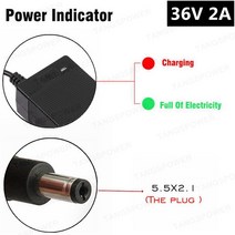 36v충전기 어댑터 전동 퀵보드충전기 TANGSPOWER 전기 스쿠터 납산 배터리 충전기 41.4V 자전거 휠체어 36V 2A, [01] DC 5.5x2.1, [01] 미국