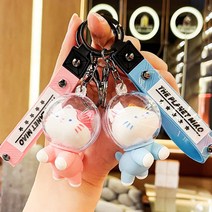 1+1 우주 고양이 캐릭터 열쇠고리 자동차 가방 키홀더 에어팟 키링 스트랩, 그레이