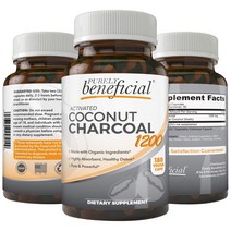 활성 코코넛 차콜 100% Activated Coconut Charcoal 1200mg 180 Caps 먹는 숯 켑슐, 180개입x한 병
