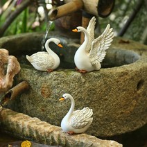 미니 오리 동물 인테리어 정원 분재 조경 장식 공예품, 3마리 세트