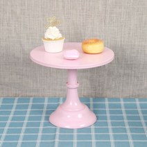 케이크 스탠드 홈 파티 디스플레이 스탠드 결혼식 장식 연철 생일 트레이 디저트 퍼지 데스크탑 애프터눈 티 케이크 스탠드, 8 인치, PINK