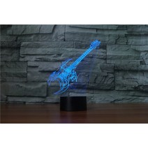 악기모양 3D 입체 아크릴 테이블 조명 기타 무드등 합주실 음악 연습실 꾸미기 소품 야간 음표 드럼 피아노 침대 옆 램프 터치 스위치, B.락기타-229x172mm
