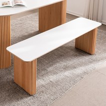 아씨방가구 로즈 화이트 자작나무 벤치 의자 160cm, 네추럴우드