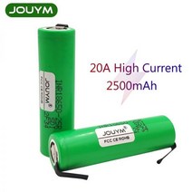 배터리 호환 JOUYM 18650 2500mAh 3.7V INR18650 25R M 20A 방전 리튬 이온 15A 고전류 충전식 셀 니켈 시트, 10-pieces