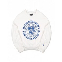 [국내 매장판] FABULOUS ARCHIVE 우먼즈 크롭 르 리스 발포 엠보자수 맨투맨 로얄블루FCB4TS360W 255757