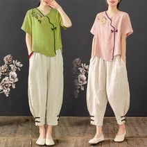 봄 여름 개량 한복 세트 절복 생활 한복 바지 조끼