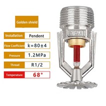 스프링쿨러 아파트 설치 간이 미니 스프링클러 비닐하우스 자동 급수 화분 급수기 재배 포트 소화 시스템 보호용 화재 스프링클러 헤드 늘어진 스프레이 주거용 소방 스프링클러 헤드, DN15 늘어진 68