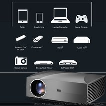 Vivibright 이럭스몰 VIVIBRIGHT F30 HD 1080p LED 홈시어터 빔 프로젝터 빔프로젝터, 블랙