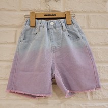 밀리밤 키즈 여름 데일리 연핑크 칼라데님 반바지
