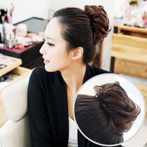 빨간머리 곱창 바람꽃 여성 부분가발 똥머리 붙임가발, 1개, 곱창가발_바람꽃_브라운_11cm(소)