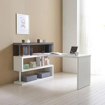 감각적 서재 방꾸미기 ㄱ자형 선반 책상 세트 가구 디자인 홈오피스 컴퓨터, 화이트