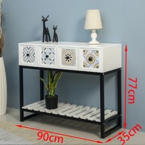 WARM앤틱 원목 장식장 빈티지 거실 복도 현관 콘솔, 화이트 블랙_어셈블리