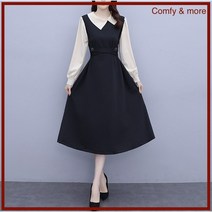 [컴피앤모어] 여성 플레어 카라 원피스 하객룩 오피스룩 정장원피스