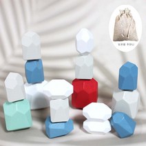 다올 돌쌓기 나무 원목 초등 유치원 교구 우드 블럭 인테리어 소품 집콕놀이, 믹스 16P