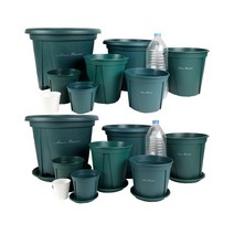 화분백화점 플라스틱 원형 플분 슬릿 화분 12호~40호, 슬릿화분(그린)15호(화분+받침)(8개)