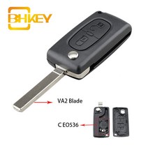 bhkey 원격 자동차 키 플립 207 307 308 407 607 807, 시트로엥용, 2B HU83 CE0536