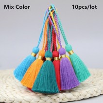 10pcs 6cm 코 튼 프린지 교수형 밧줄 술 매력 Diy 쥬얼리에 대 한 트림 펜 던 트 공예 키 체인 액세서리 만들기, 10 pcs, 17 Mix Color