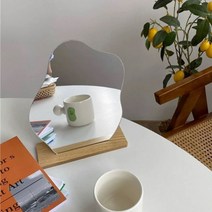 더블엠 비정형 탁상거울 웨이브미러 노프레임거울 화장거울 원목거울 물결거울, 비정형 거울