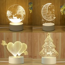아크릴 LED 무드등 3색 가정용 침실 인테리어 스탠드 크리스마스 트리 달 조명 선물, 곰달무드등